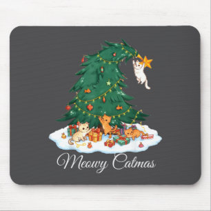 Tapis De Souris Meowy Catmas Chat Noël Arbre de Noël Xmas Drôle de