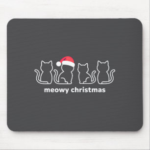 Tapis De Souris Meowy Catmas Chat Noël Chat Chaton Chats Chapeau d