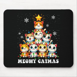 Tapis De Souris Meowy Catmas Drôles de lumières de sapin de Noël C