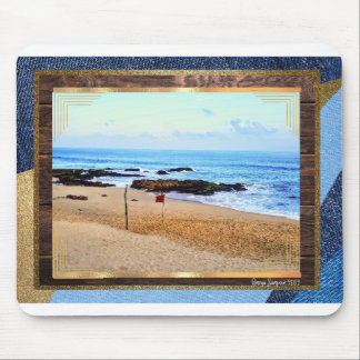 Tapis De Souris Mer bleue et drapeau rouge