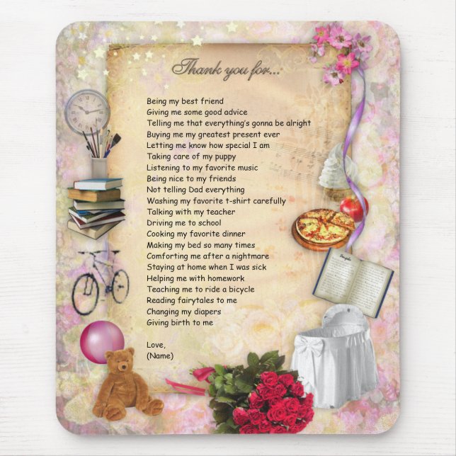 Tapis De Souris Merci Maman (personnalisable) (Devant)