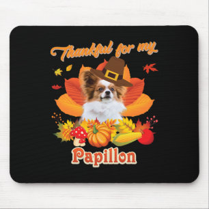Tapis De Souris Merci pour mon chien Papillon Thanksgiving Je suis