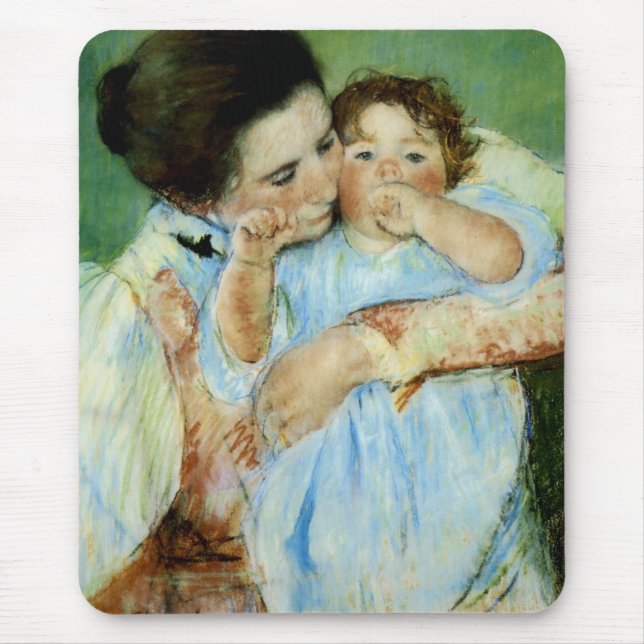 Tapis De Souris Mère et enfant contre un Arrière - plan vert (Devant)