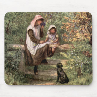Tapis De Souris Mère vintage et enfant dans un arrangement de pays