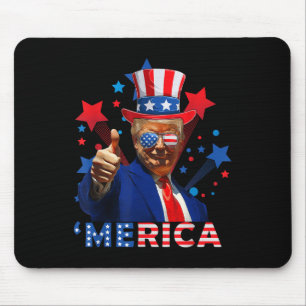 Tapis De Souris Merica 4 juillet feux d'artifice Drôle Trump Indép