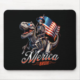 Tapis De Souris Merica Bruh Patriotique Squelette Dinosaure T Rex 