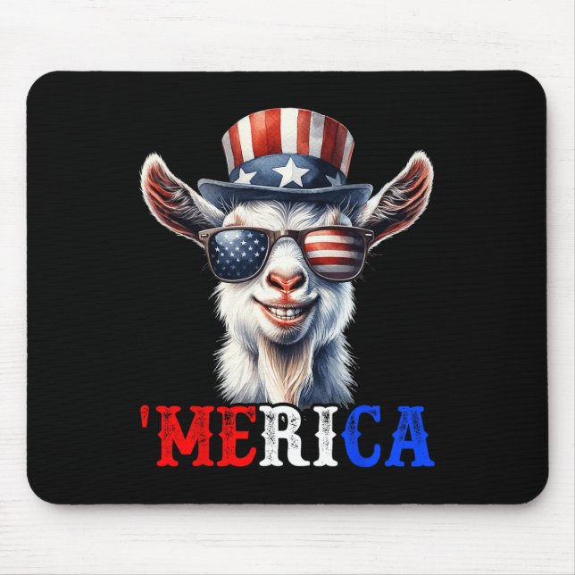 Tapis De Souris Merica Chèvre Patriotique 4 juillet Drôle Enfants  (Devant)