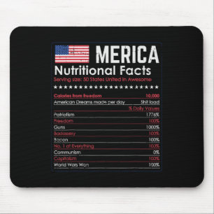 Tapis De Souris Merica Nutrition Fact Amusant Amérique 4 juillet P
