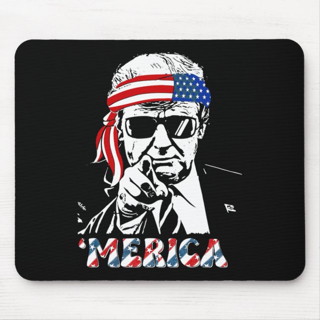 Tapis De Souris Merica Trump 4 juillet heureux Trump Drapeau améri (Devant)