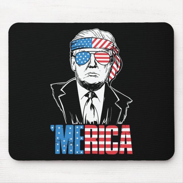 Tapis De Souris Merica Trump 4 juillet heureux Trump Drapeau améri (Devant)