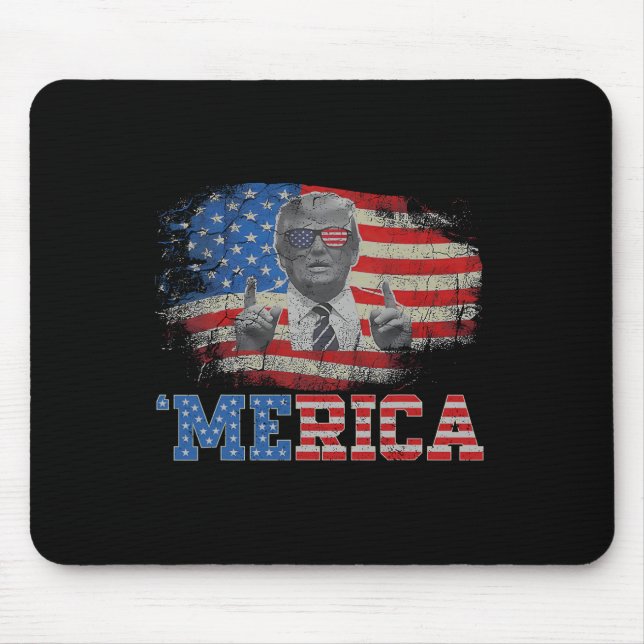 Tapis De Souris Merica Trump 4 juillet heureux Trump Drapeau améri (Devant)