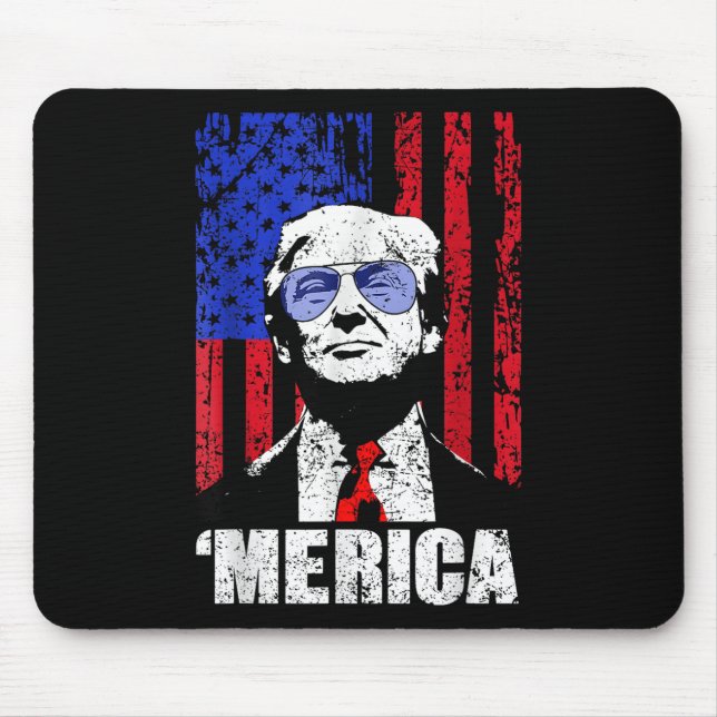 Tapis De Souris Merica Trump 4 juillet heureux Trump Drapeau améri (Devant)
