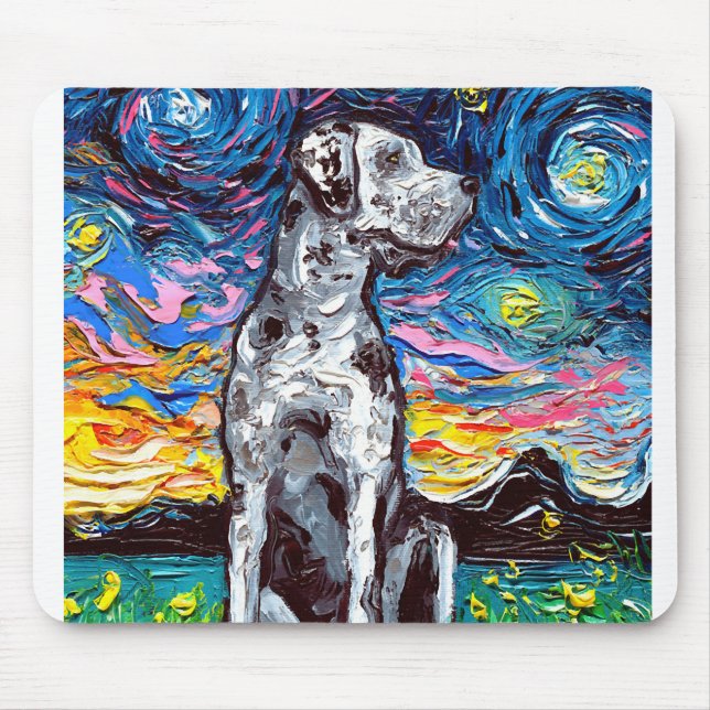 Tapis De Souris Merle Great Dane Starry Night Impressionniste Chie (Devant)