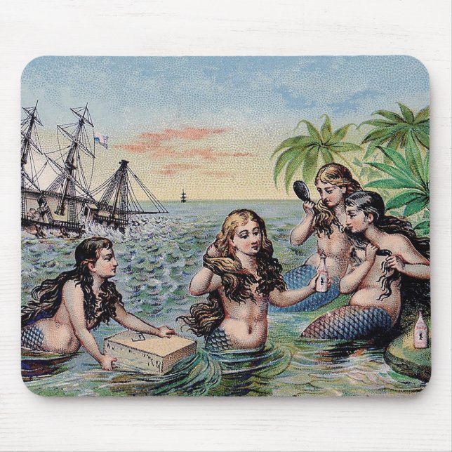 Tapis De Souris Mermaid Antique Magie Océan Nautique (Devant)