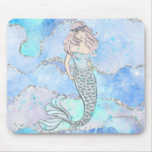 Tapis De Souris Mermaid Belle Parties scintillant Turquoise sous-m