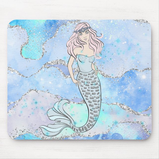 Tapis De Souris Mermaid Belle Parties scintillant Turquoise sous-m (Devant)