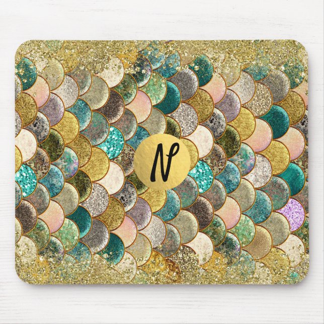 Tapis De Souris Mermaid Ocean Sea Scales Glamor Chic Parties scint (Devant)