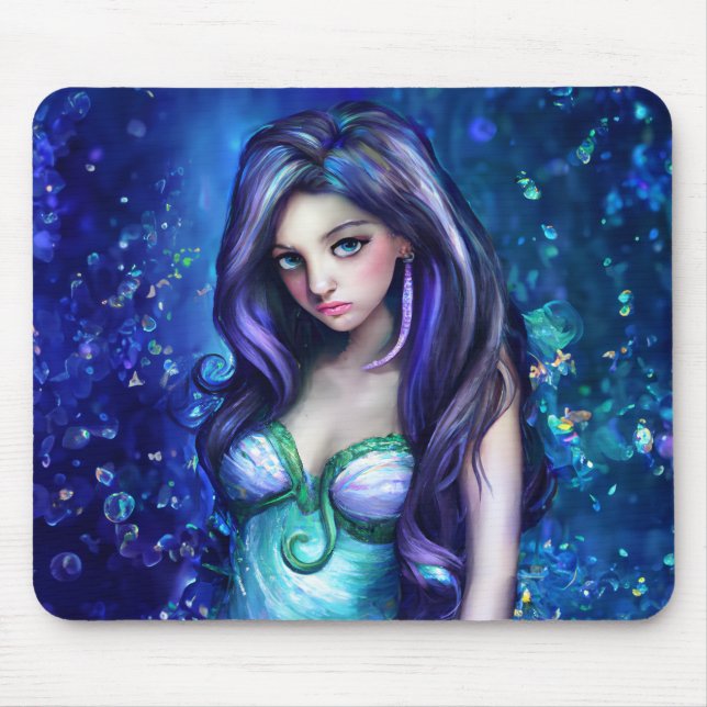 Tapis De Souris Mermaid Sea Goddess Nymphe Siren Art sous-marin (Devant)