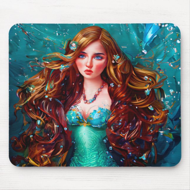 Tapis De Souris Mermaid Sea Goddess Nymphe Siren Art sous-marin (Devant)
