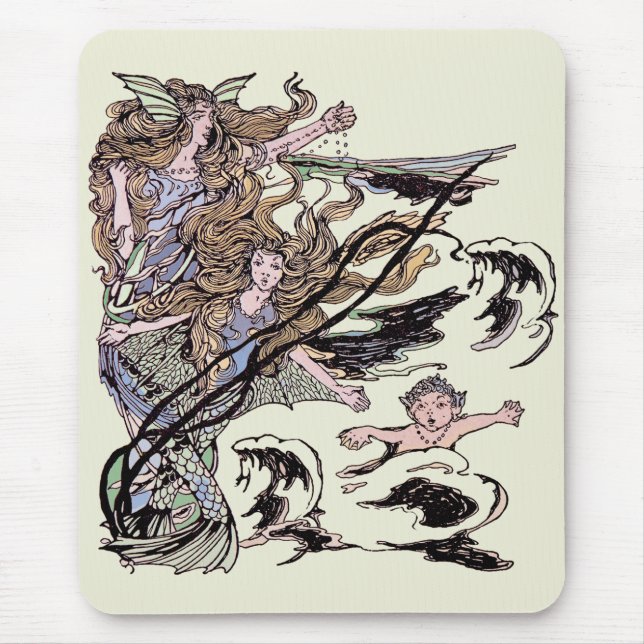 Tapis De Souris Mermaids Vintage Victorian Illustration (Devant)