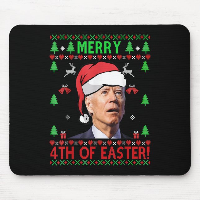 Tapis De Souris Merry 4th Of Easter Funny Joe Biden Christmas (Devant)