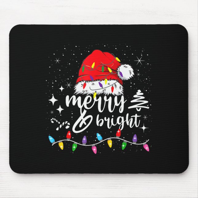 Tapis De Souris Merry And Bright Christmas Lights Xmas For Men Wom (Devant)