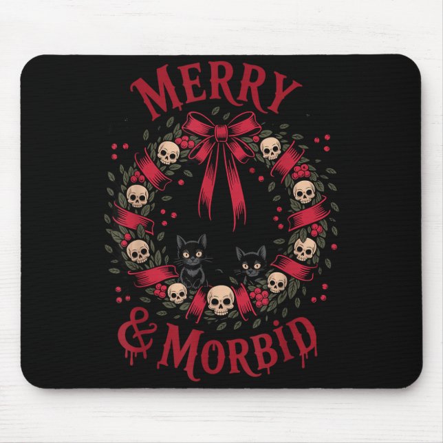 Tapis De Souris Merry And Morbid Christmas Funny Cute Cats Goth Cr (Devant)