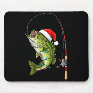 Tapis De Souris Merry bass Noël leurre de pêche chapeau de père No