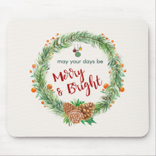 Tapis De Souris Merry & Bright Christmas Wreath