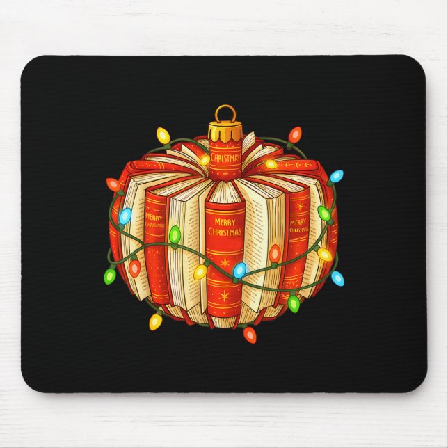 Tapis De Souris Merry Christmas Book Ornament Book Lover All Booke (Devant)