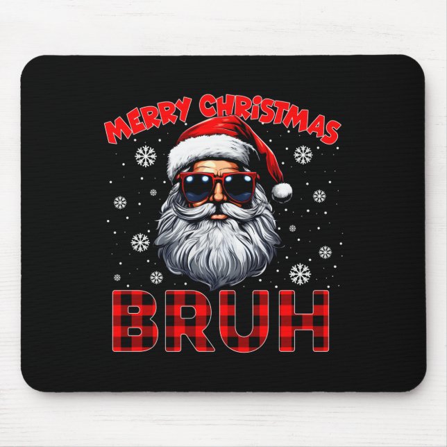 Tapis De Souris Merry Christmas Bruh Red Plaid Funny Santa Claus M (Devant)
