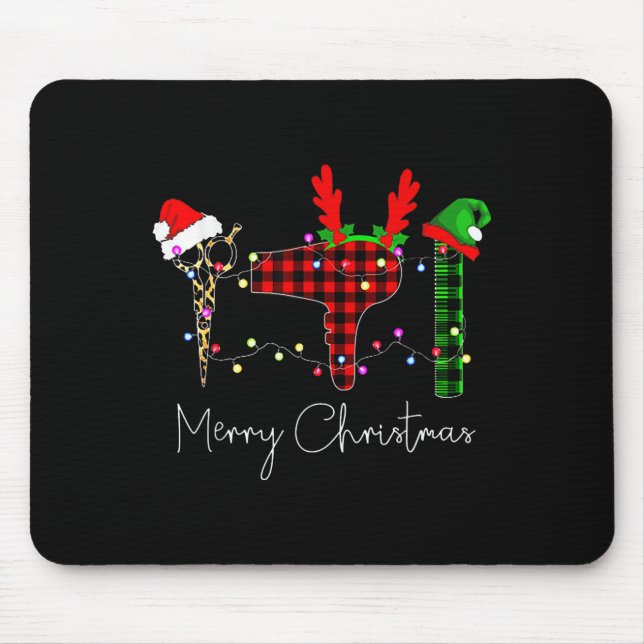 Tapis De Souris Merry Christmas Hairstylist Funny Tool Hairdresser (Devant)