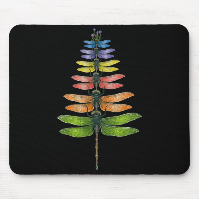 Tapis De Souris Merry Christmas Insect Dragonfly Xmas Tree  (Devant)