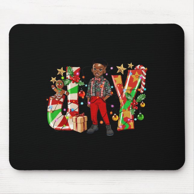 Tapis De Souris Merry Christmas Joy Afro Black Boy African America (Devant)