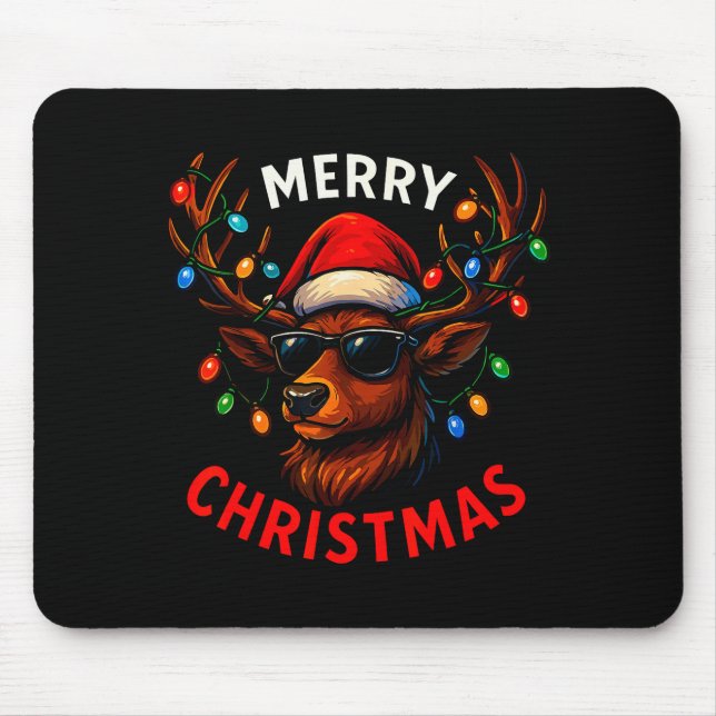 Tapis De Souris Merry Christmas Lights Reindeer Xmas Family Men Wo (Devant)