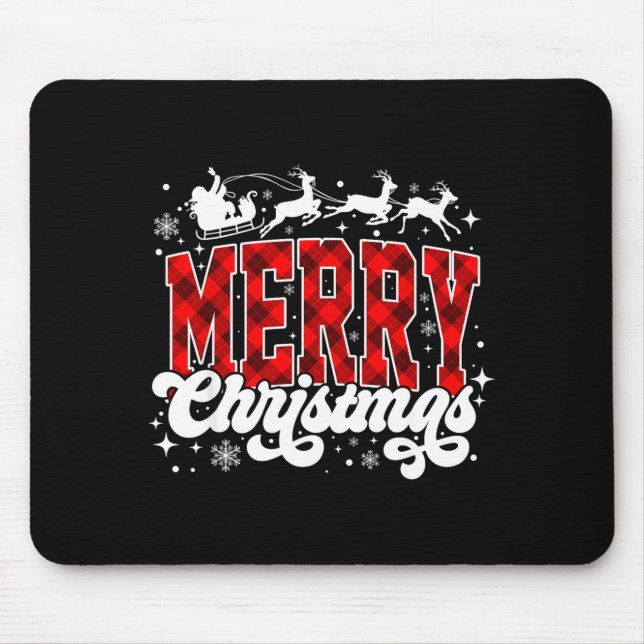 Tapis De Souris Merry Christmas Lights Santa Hat Xmas Family Match (Devant)