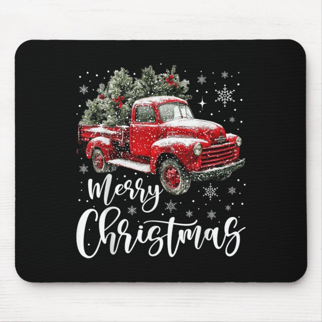 Tapis De Souris Merry Christmas Red Truck Family Matching Christma (Devant)
