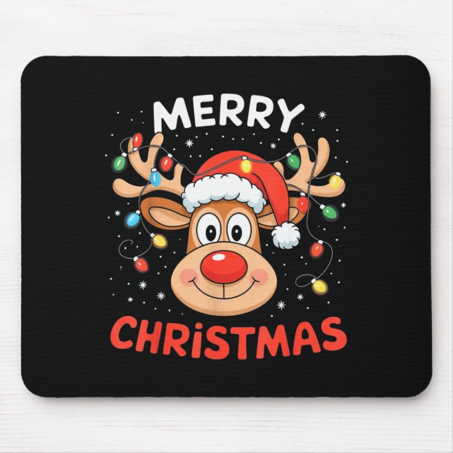 Tapis De Souris Merry Christmas Reindeer Xmas Family Men Women Kid (Devant)
