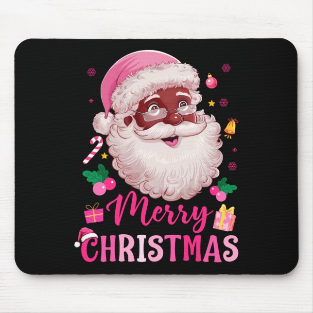 Tapis De Souris Merry Christmas Santa Claus Black Afro African Ame (Devant)