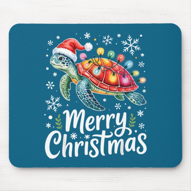 Tapis De Souris Merry Christmas Sea Turtle Christmas Lights Santa  (Devant)