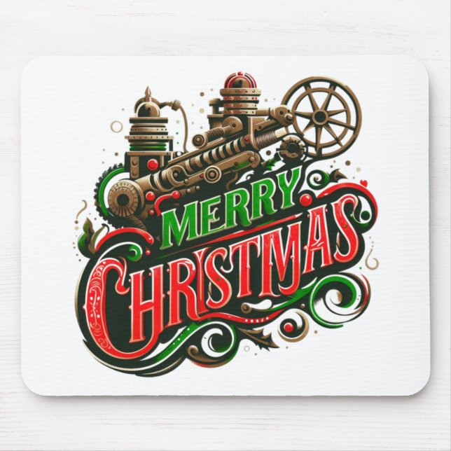 Tapis De Souris Merry Christmas steampunk (Devant)