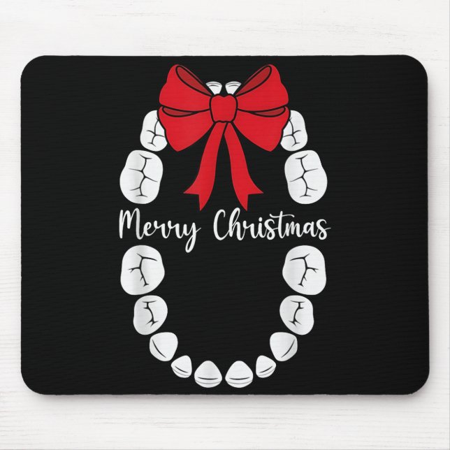 Tapis De Souris Merry Christmas Teeth Wreath Dental Christmas Shir (Devant)