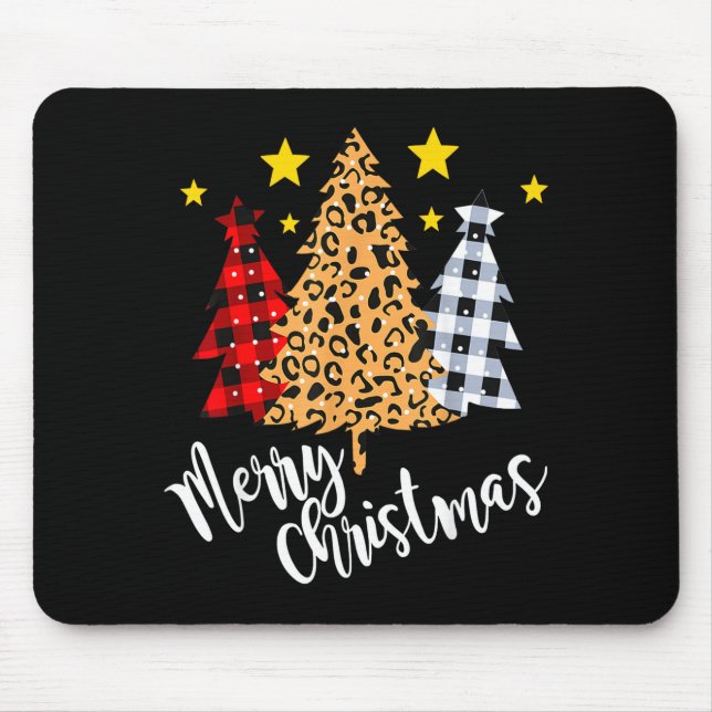 Tapis De Souris Merry Christmas Tree Buffalo Plaid Red Green Xmas  (Devant)