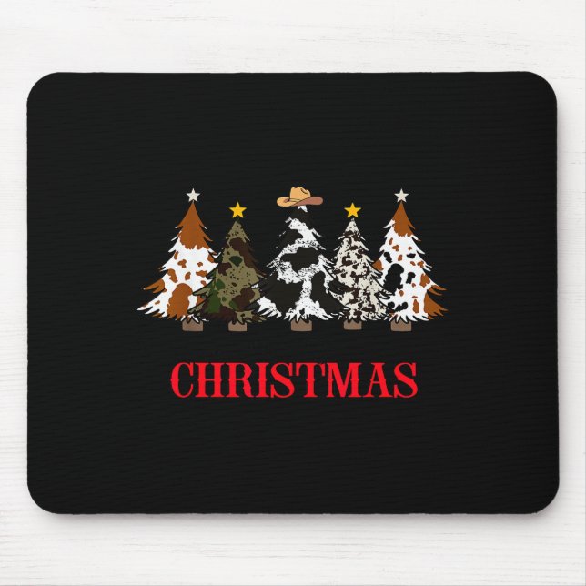 Tapis De Souris Merry Christmas Tree Western Cowhide Xmas Cowboy F (Devant)