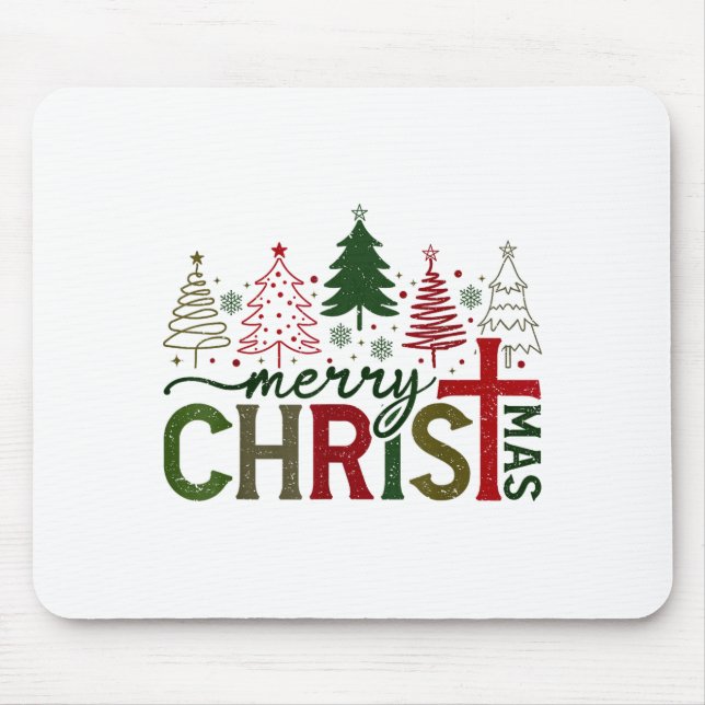 Tapis De Souris Merry Christmas Xmas Christian Jesus Family Pajama (Devant)