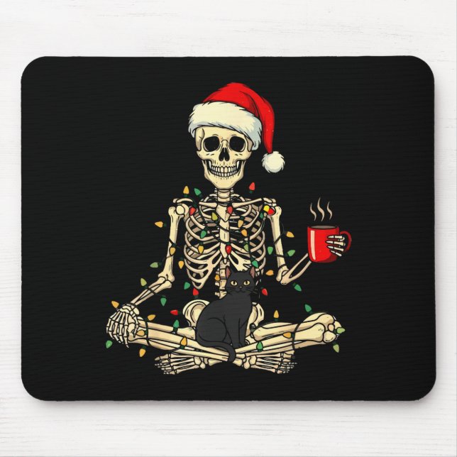 Tapis De Souris Merry Christmas Xmas Skull Skeleton Funny Matching (Devant)