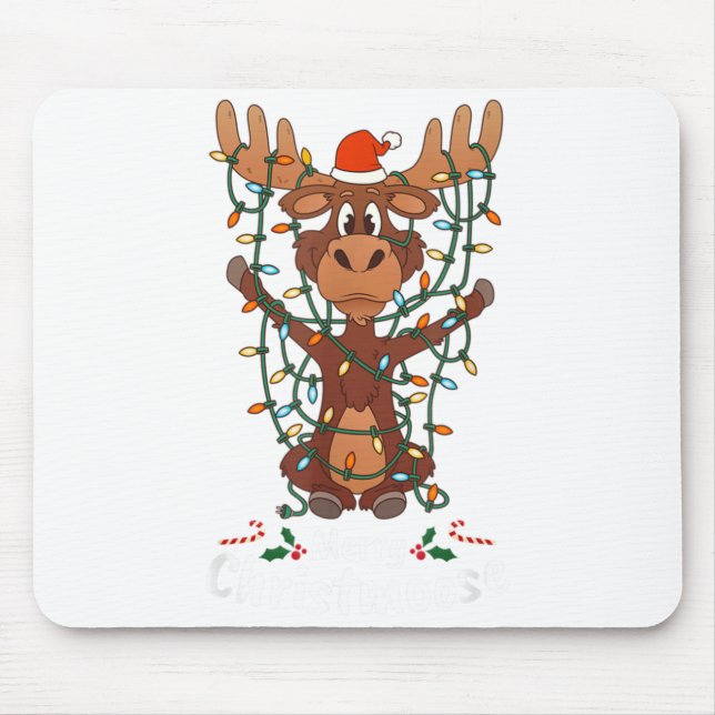 Tapis De Souris Merry Christmoose Christmas Mooses Xmas Tree Light (Devant)