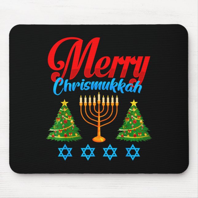 Tapis De Souris Merry Christmukkah Jewish Xmas Christmas Hanukkah  (Devant)