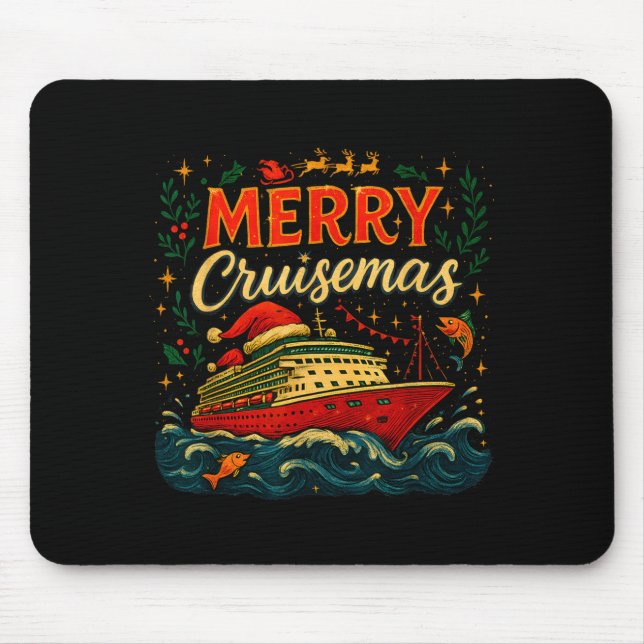 Tapis De Souris Merry Cruisemas Funny Christmas Cruise Vacation  (Devant)