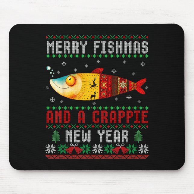 Tapis De Souris Merry Fishmas And A Crape New Year Ugly Fisherman  (Devant)